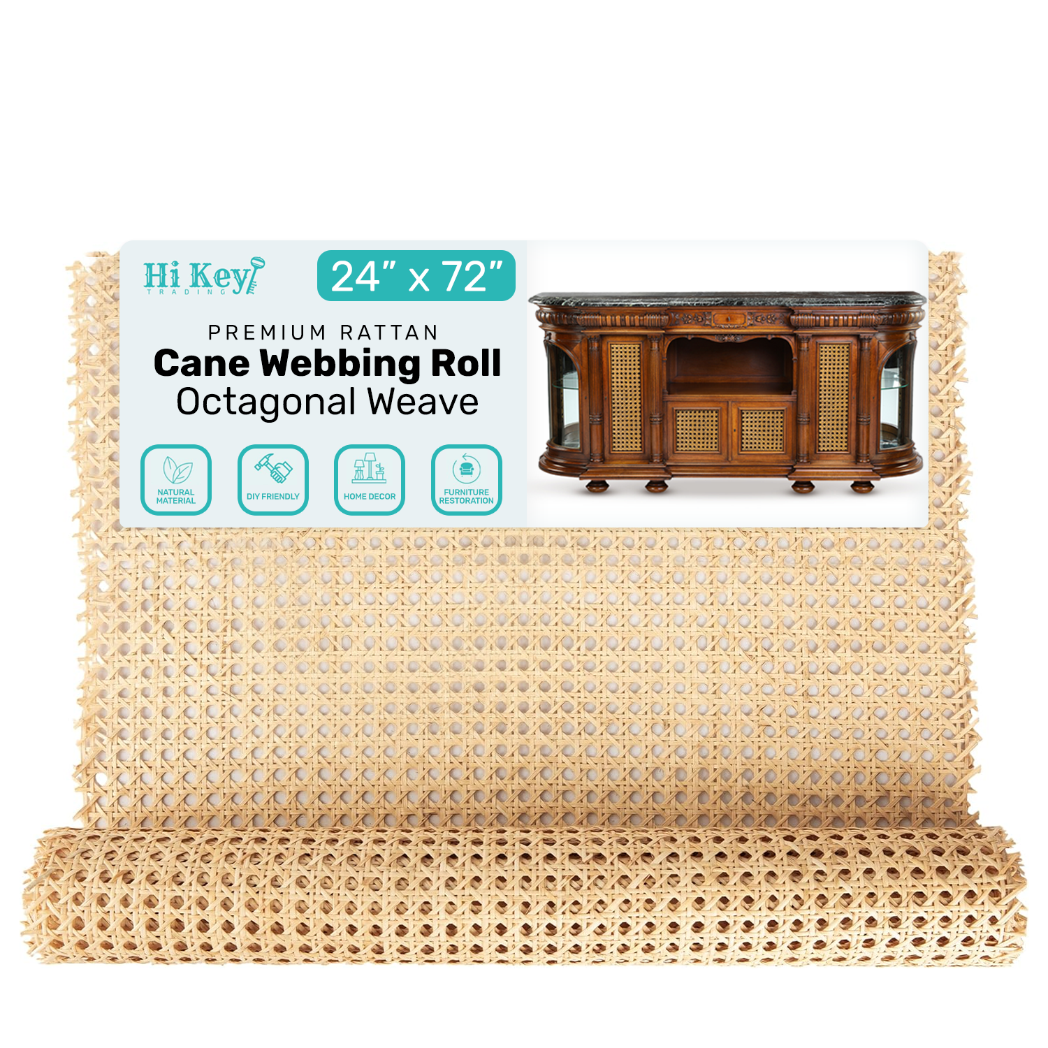 Hi Key Trading Open Mesh Rattan Cane Webbing Roll for Chairs, Cabinets – Hi-Key Trading Hi Key Trading Open Mesh Rattan Cane Webbing Roll for Chairs, Cabinets – Hi-Key Trading