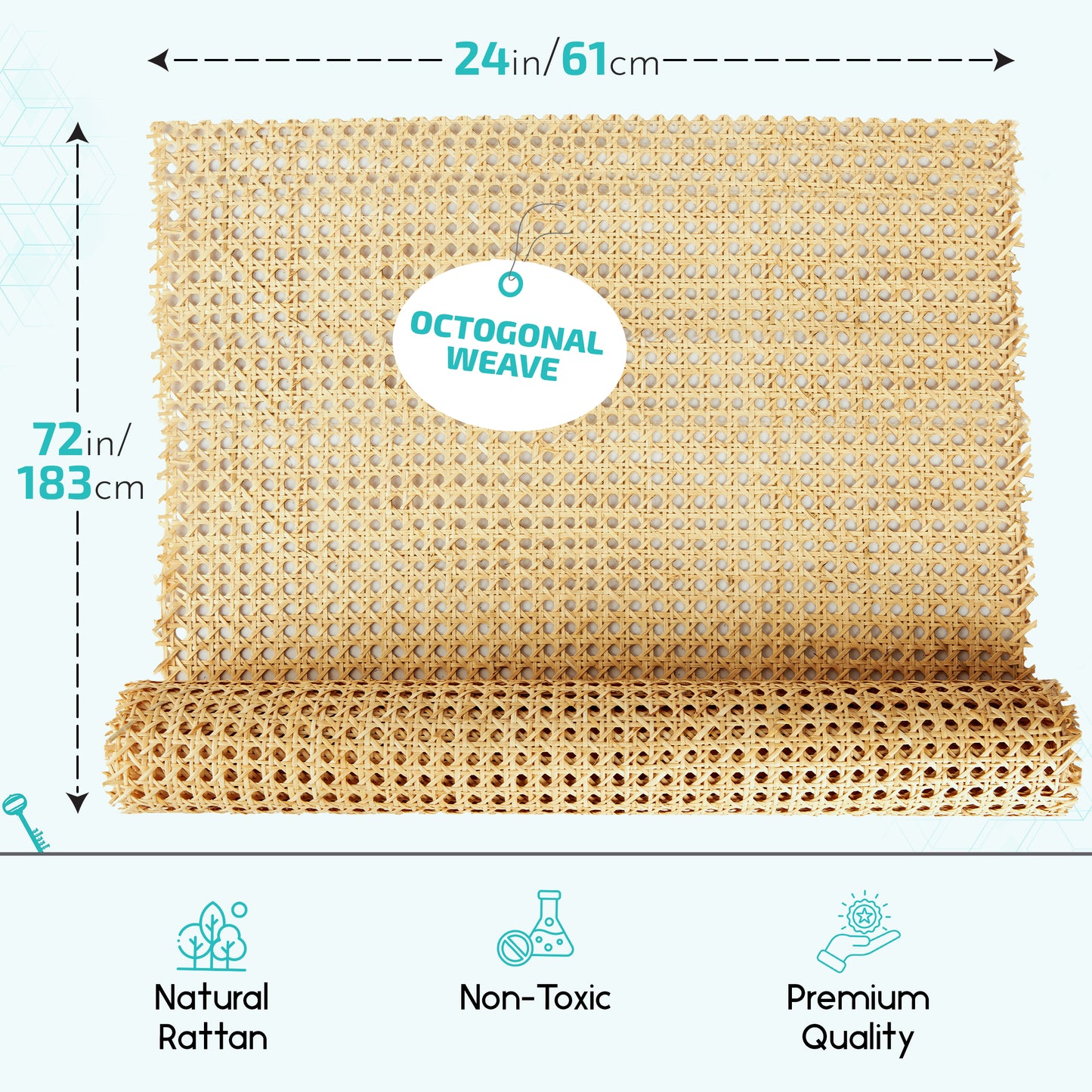 Open Mesh Rattan Cane Webbing Roll 24" x 72"