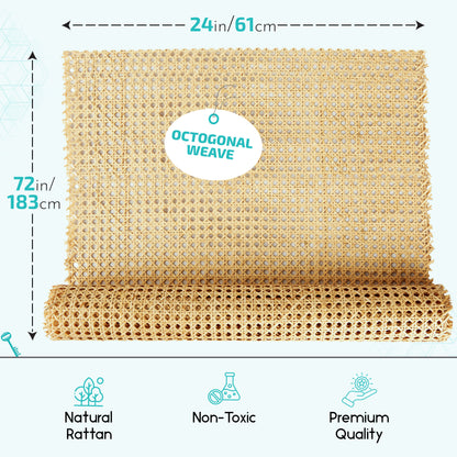 Open Mesh Rattan Cane Webbing Roll 24" x 72"