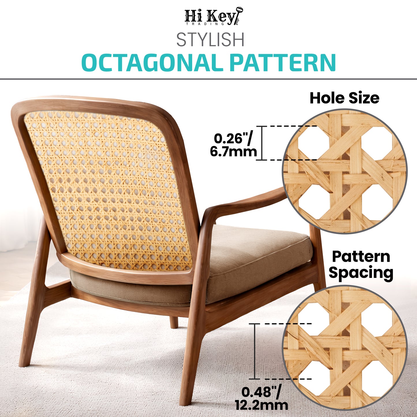 Open Mesh Rattan Cane Webbing Roll 24" x 72"