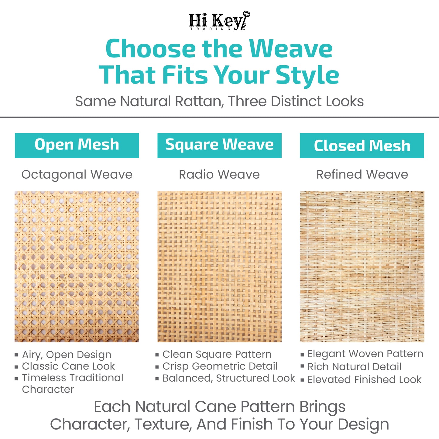 Closed Mesh Rattan Cane Webbing Roll 24" x 72"