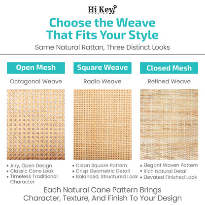 Closed Mesh Rattan Cane Webbing Roll 24" x 72"